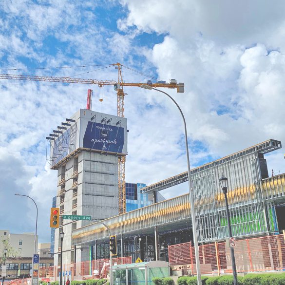 Crane at 300 Main, Construction at 300 Main, Portage and Main Construction, Construction of 300 Main, 300 Main Downtown Winnipeg Apartments