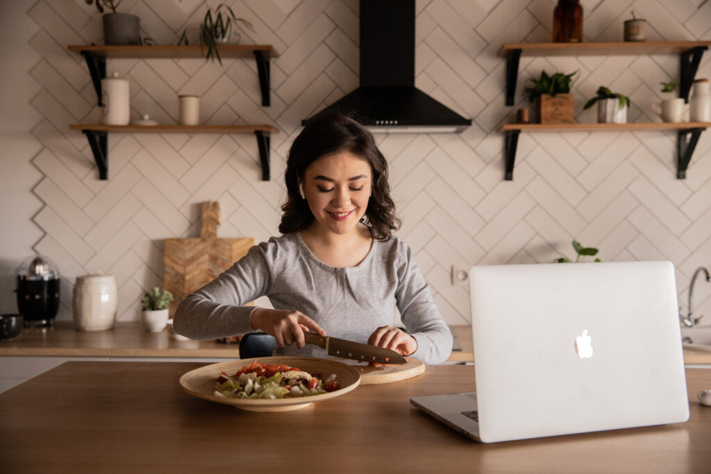 Woman cooking dinner