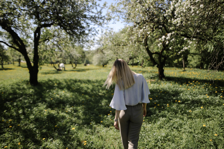 Woman walking at the park