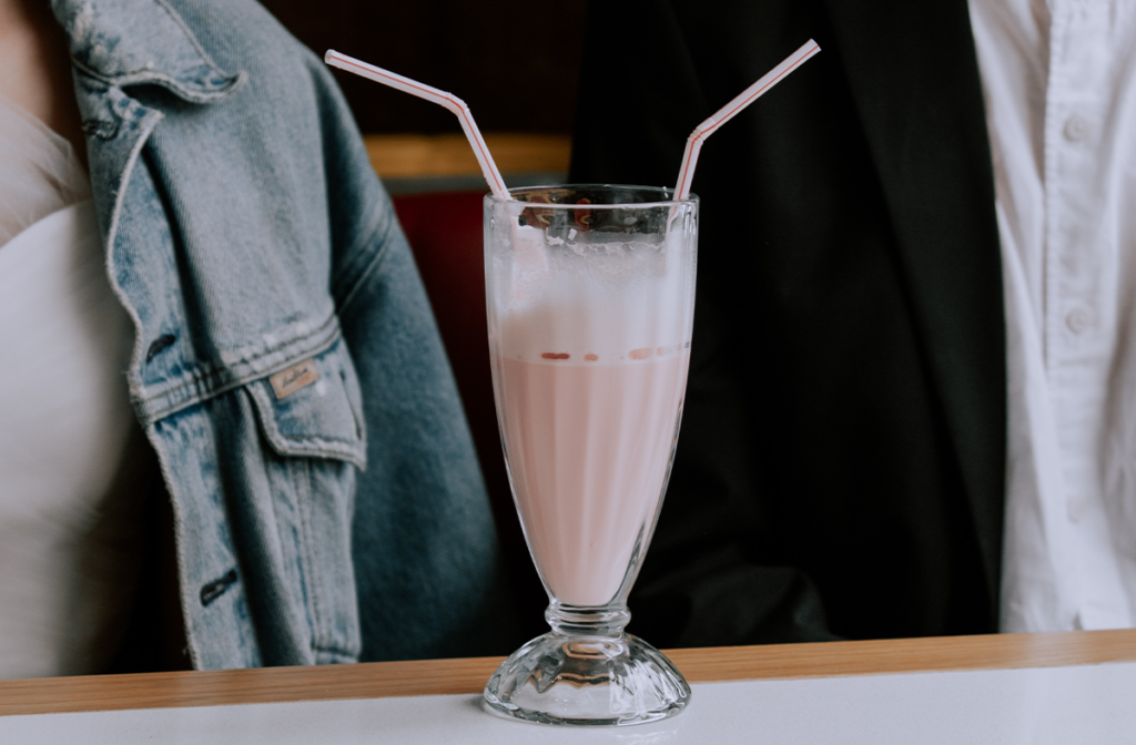 Couple drinking milk shake